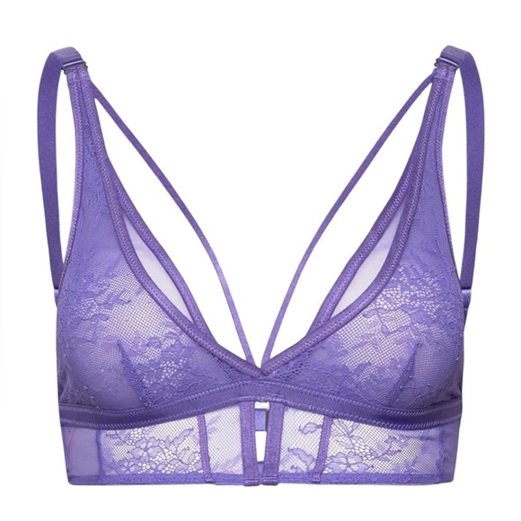 Hunkemoller Lace Bralette In Blue Iris - Picture 2 of 6